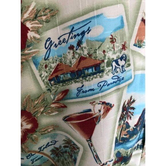 NWT BIG DOGS Short Sleeve Hawaiian Shirt Mens Size Small Postcard Floral Martini - Picture 4 of 8
